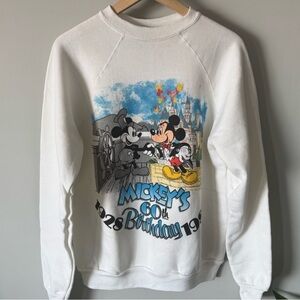 Vintage 80s Disney Mickey Mouse Crewneck Sweater White Large NWT Flawed